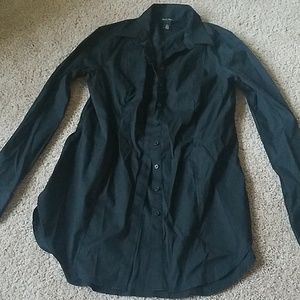 WHBM Long Button Down Poplin Business Shirt